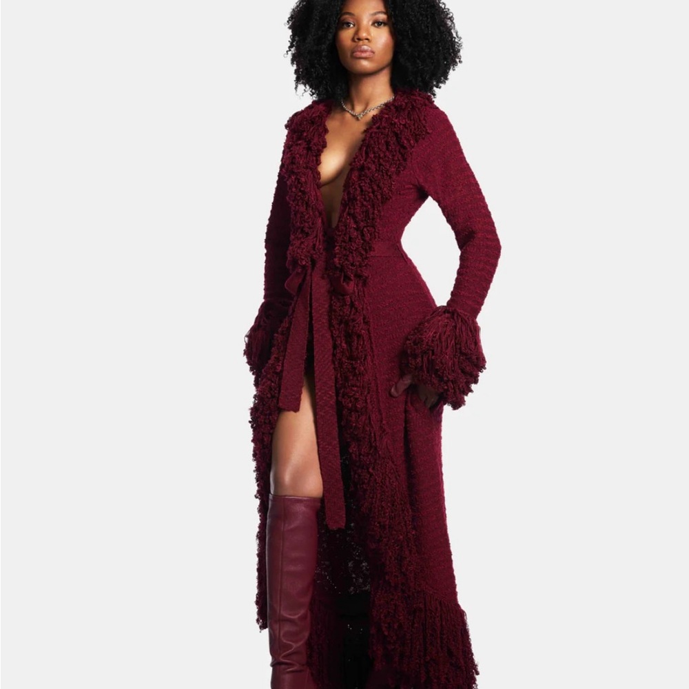 Hanifa Burgundy Long Sleeve Dress